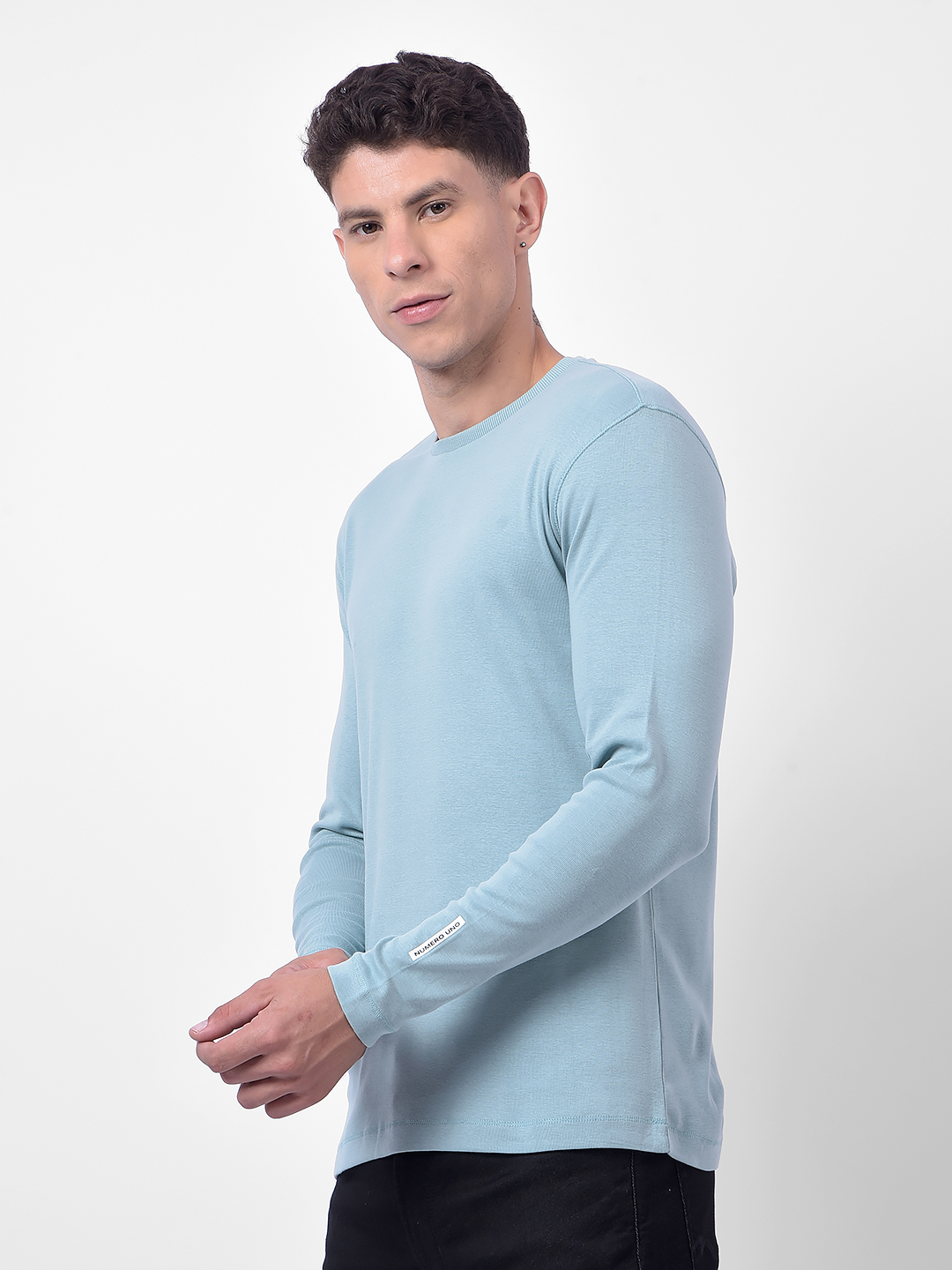 Numero Uno Men Blue Crew Neck Slim Fit T-Shirt